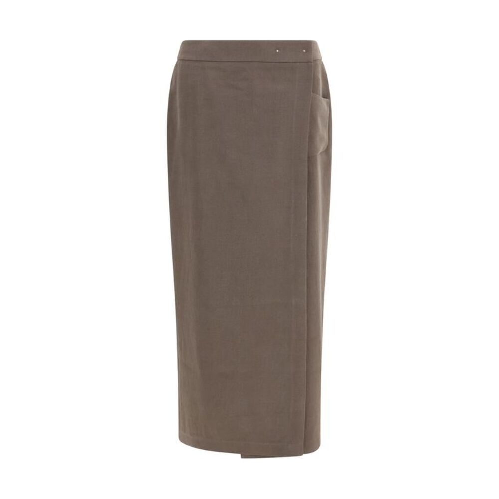 Giorgio Armani Brown Silk Long Women's Skirt